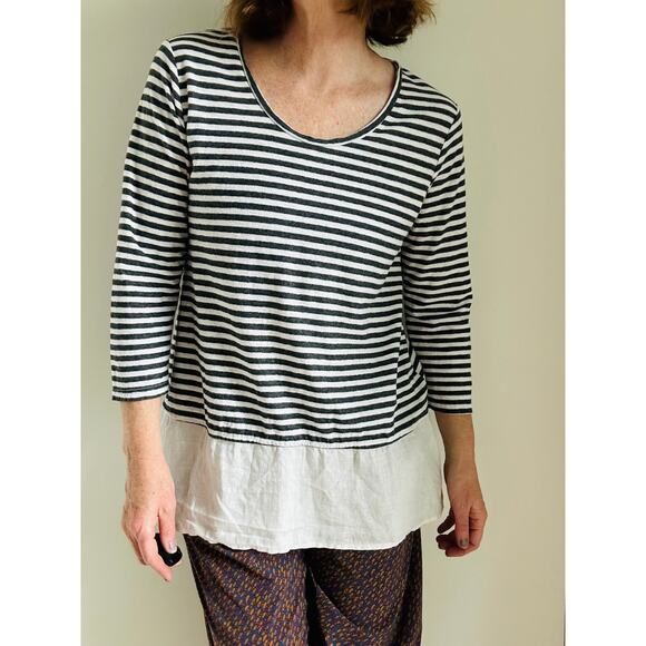 Cut Loose Women's Linen Top/T Shirt Braton Strip Nautical Size M Lagen Look - Picture 9 of 9